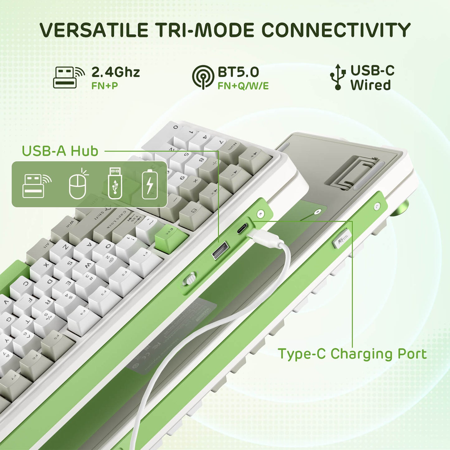 RK ROYAL KLUDGE L98 Wireless Mechanical Keyboard w/ Left-handed Southpaw Design Numpad & Hot Swappable Knob, Tri-Mode 95% Keyboard BT/2.4G/USB-C, Pro Software, Gasket Mount, Massive 8000mAh Battery