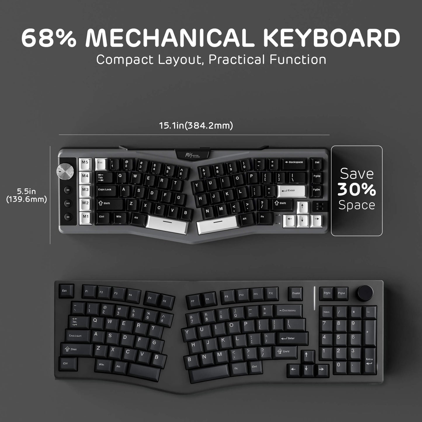A72 68% Ergonomic Alice Layout Mechanical Keyboard