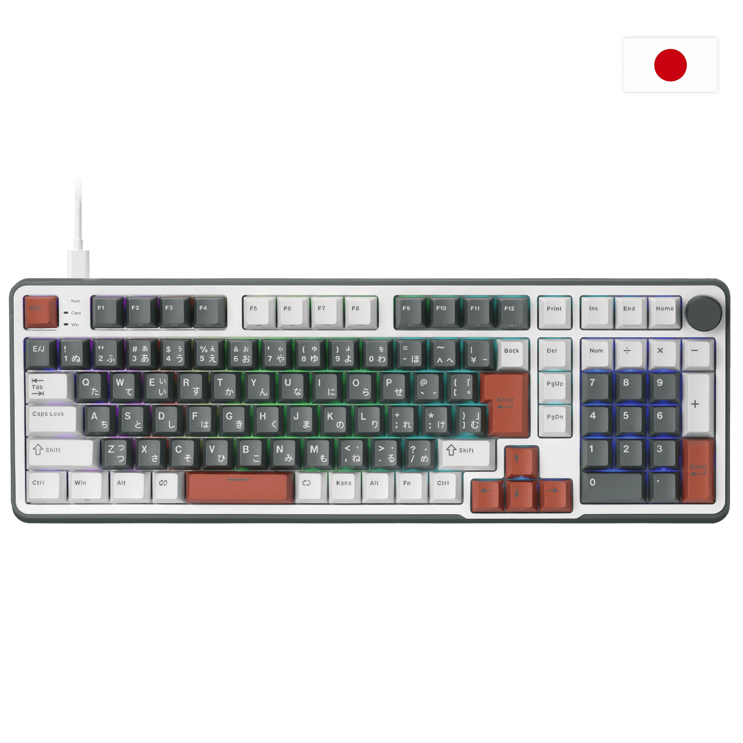 Royal Kludge C98 Mechanical keyboard with a Japanese flag icon in the corner