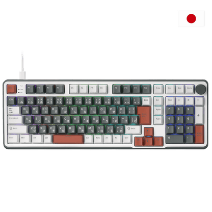 Royal Kludge C98 Mechanical keyboard with a Japanese flag icon in the corner