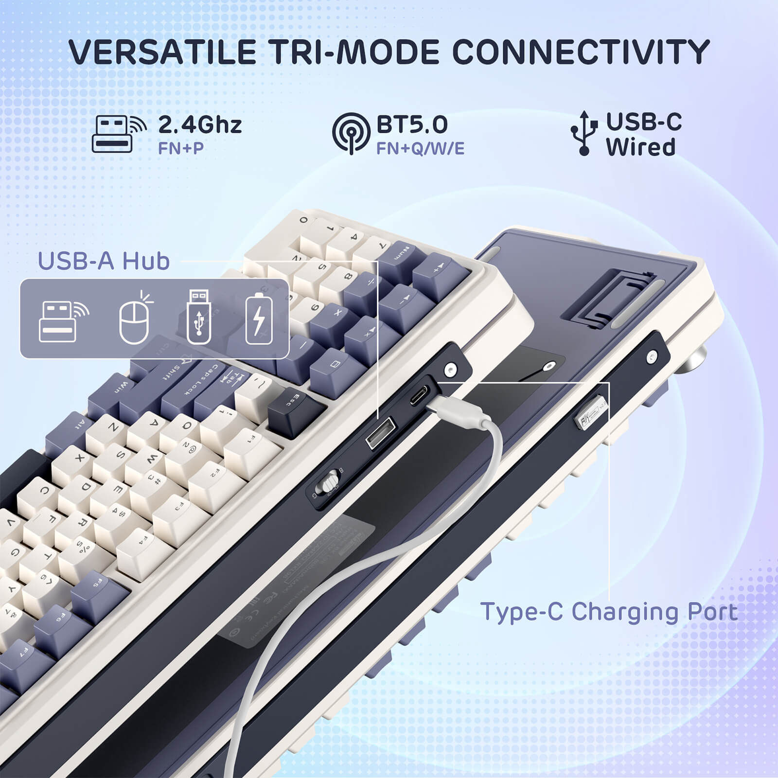 RK ROYAL KLUDGE L98 Wireless Mechanical Keyboard w/ Left-handed Southpaw Design Numpad & Hot Swappable Knob, Tri-Mode 95% Keyboard BT/2.4G/USB-C, Pro Software, Gasket Mount, Massive 8000mAh Battery
