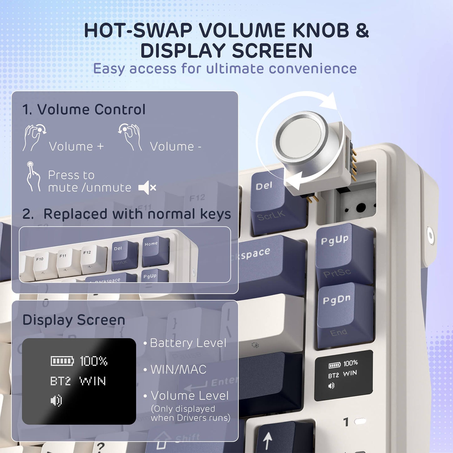 RK ROYAL KLUDGE L98 Wireless Mechanical Keyboard w/ Left-handed Southpaw Design Numpad & Hot Swappable Knob, Tri-Mode 95% Keyboard BT/2.4G/USB-C, Pro Software, Gasket Mount, Massive 8000mAh Battery