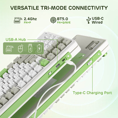 RK ROYAL KLUDGE L98 Wireless Mechanical Keyboard w/ Left-handed Southpaw Design Numpad & Hot Swappable Knob, Tri-Mode 95% Keyboard BT/2.4G/USB-C, Pro Software, Gasket Mount, Massive 8000mAh Battery