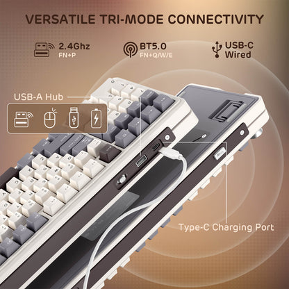 RK ROYAL KLUDGE L98 Wireless Mechanical Keyboard w/ Left-handed Southpaw Design Numpad & Hot Swappable Knob, Tri-Mode 95% Keyboard BT/2.4G/USB-C, Pro Software, Gasket Mount, Massive 8000mAh Battery