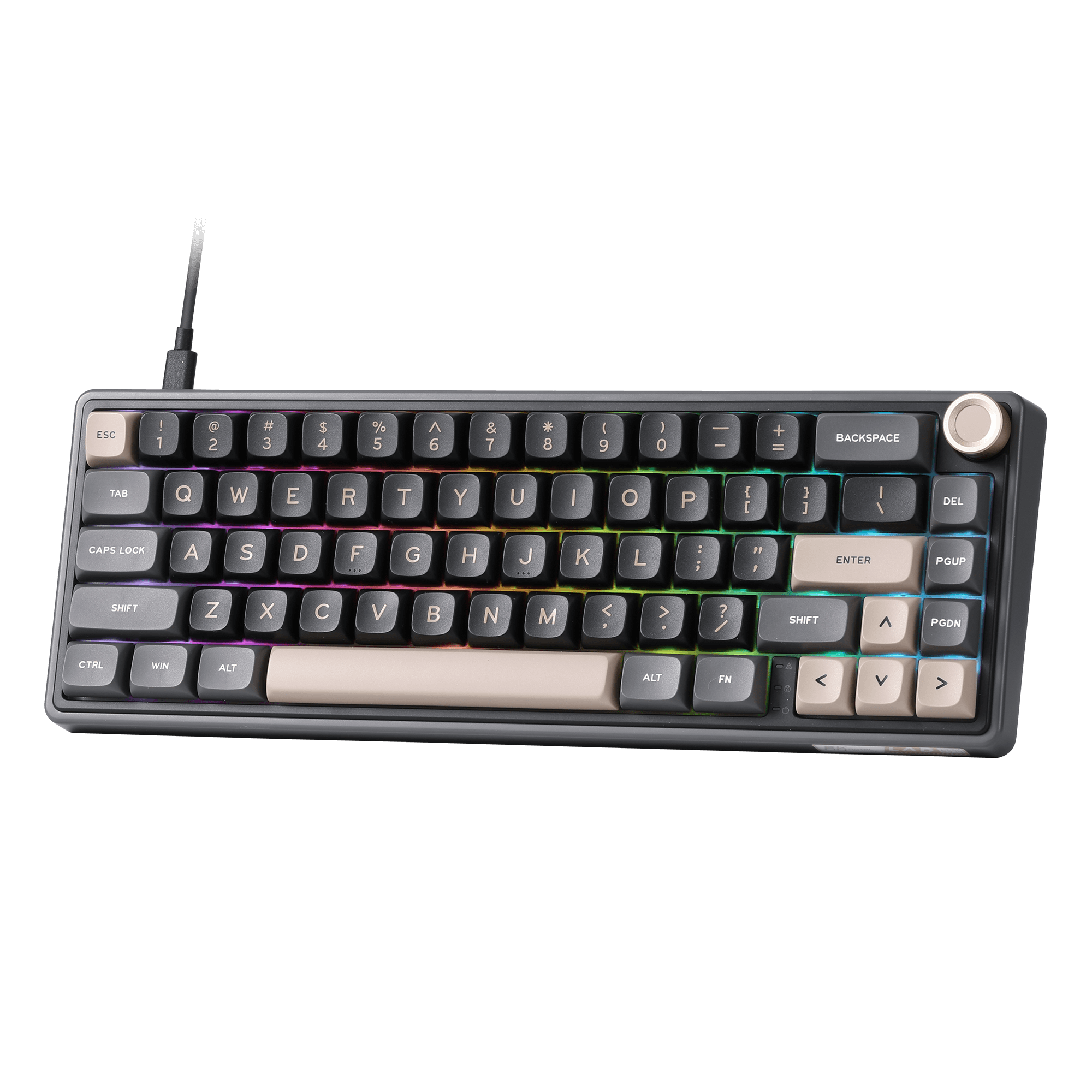 RK ROYAL KLUDGE R65 Wired Mechanical Keyboard with Volume Knob, 60% Percent RGB Backlit Gasket Mount Gaming Keyboard with PBT Keycaps, MDA Profile, QMK/VIA, 66 Keys Hot Swappable Cream Switch, Black