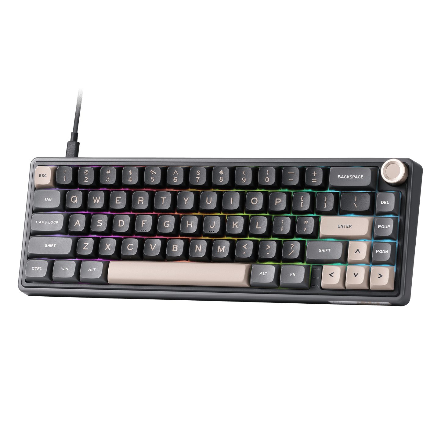 RK ROYAL KLUDGE R65 Wired Mechanical Keyboard with Volume Knob, 60% Percent RGB Backlit Gasket Mount Gaming Keyboard with PBT Keycaps, MDA Profile, QMK/VIA, 66 Keys Hot Swappable Cream Switch, Black