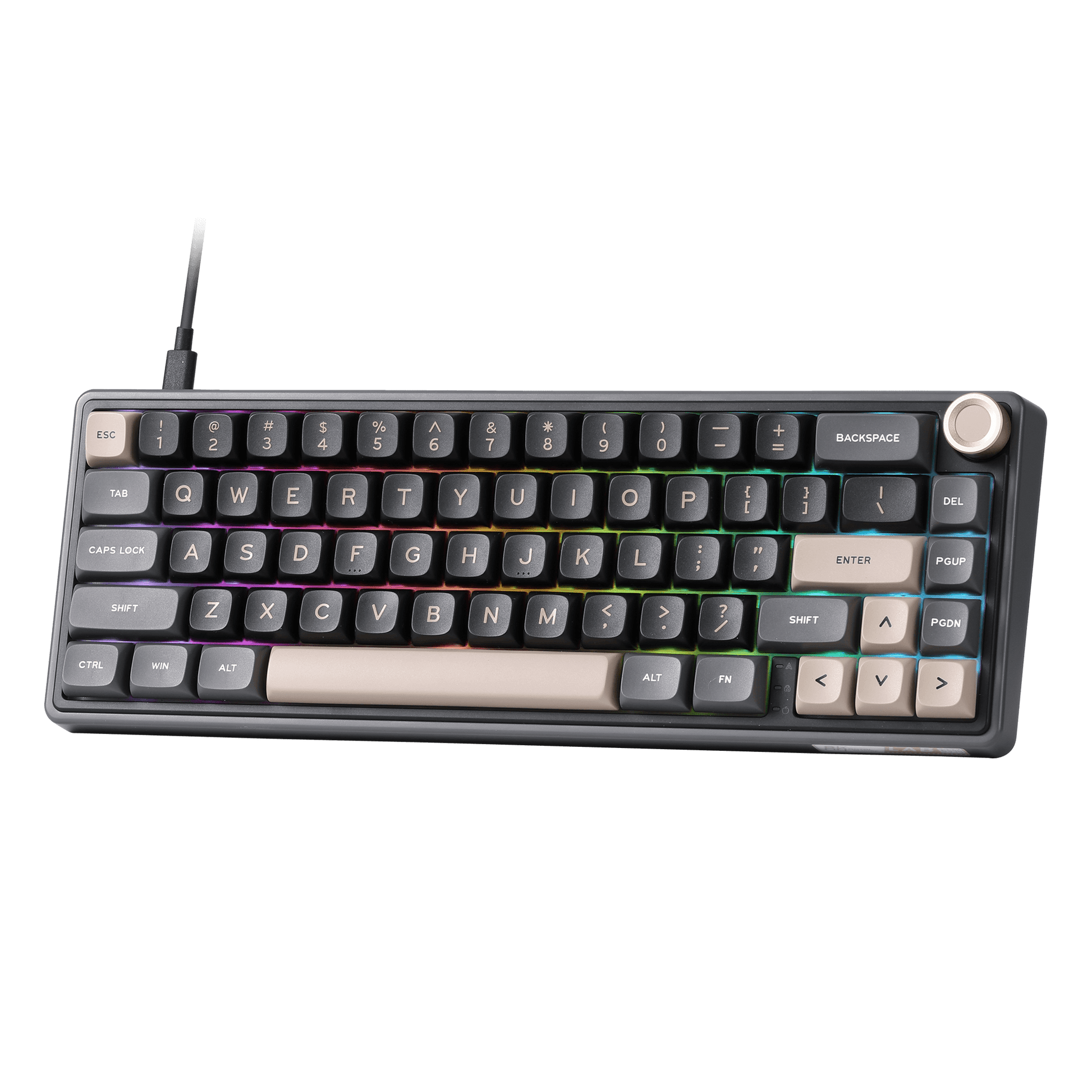 RK ROYAL KLUDGE R65 Wired Mechanical Keyboard with Volume Knob, 60% Percent RGB Backlit Gasket Mount Gaming Keyboard with PBT Keycaps, MDA Profile, QMK/VIA, 66 Keys Hot Swappable Cream Switch, Black