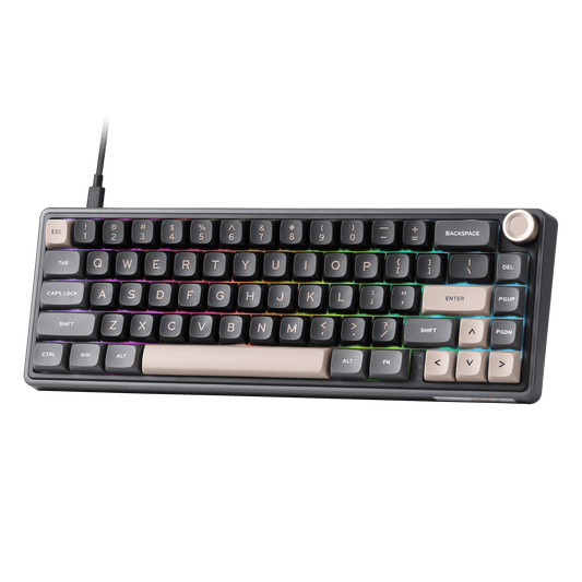 RK ROYAL KLUDGE R65 Wired Mechanical Keyboard with Volume Knob, 60% Percent RGB Backlit Gasket Mount Gaming Keyboard with PBT Keycaps, MDA Profile, QMK/VIA, 66 Keys Hot Swappable Cream Switch, Black