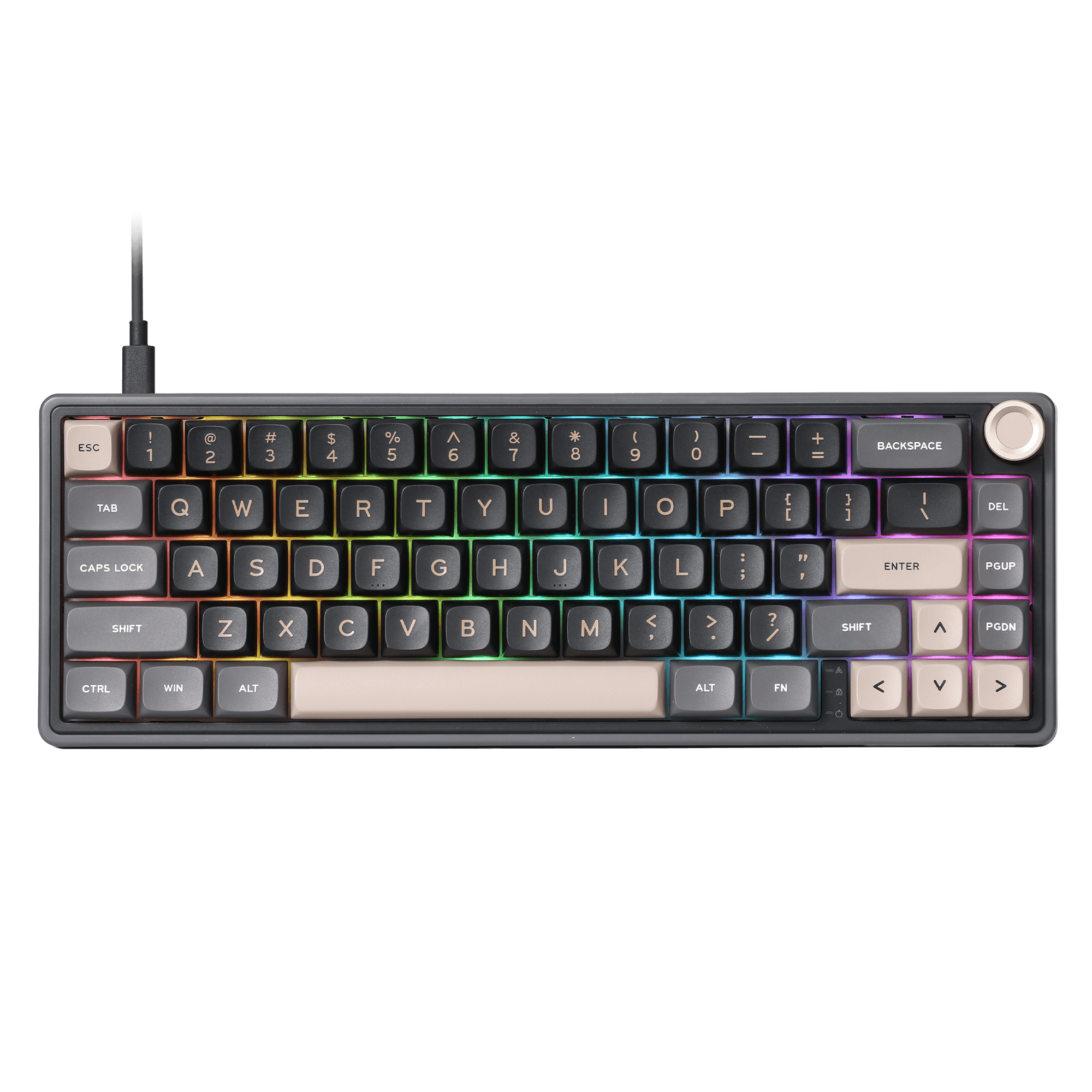 RK ROYAL KLUDGE R65 Wired Mechanical Keyboard with Volume Knob, 60% Percent RGB Backlit Gasket Mount Gaming Keyboard with PBT Keycaps, MDA Profile, QMK/VIA, 66 Keys Hot Swappable Cream Switch, Black