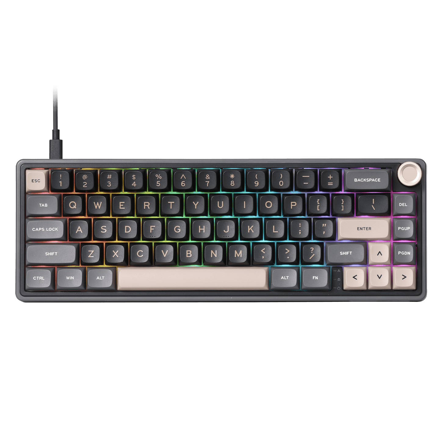 RK ROYAL KLUDGE R65 Wired Mechanical Keyboard with Volume Knob, 60% Percent RGB Backlit Gasket Mount Gaming Keyboard with PBT Keycaps, MDA Profile, QMK/VIA, 66 Keys Hot Swappable Cream Switch, Black
