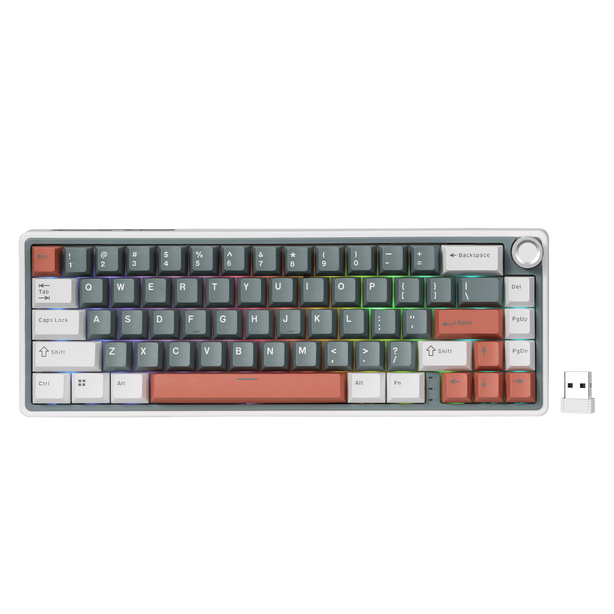 RK ROYAL KLUDGE R65 Wireless Mechanical Keyboard with Volume Knob, Tri-Mode 2.4G/USB-C/BT Gasket Mounted 65% Gaming Keyboard with 66Keys, PBT Keycaps, QMK/VIA, Hot Swappable Cream Switch, GREEN