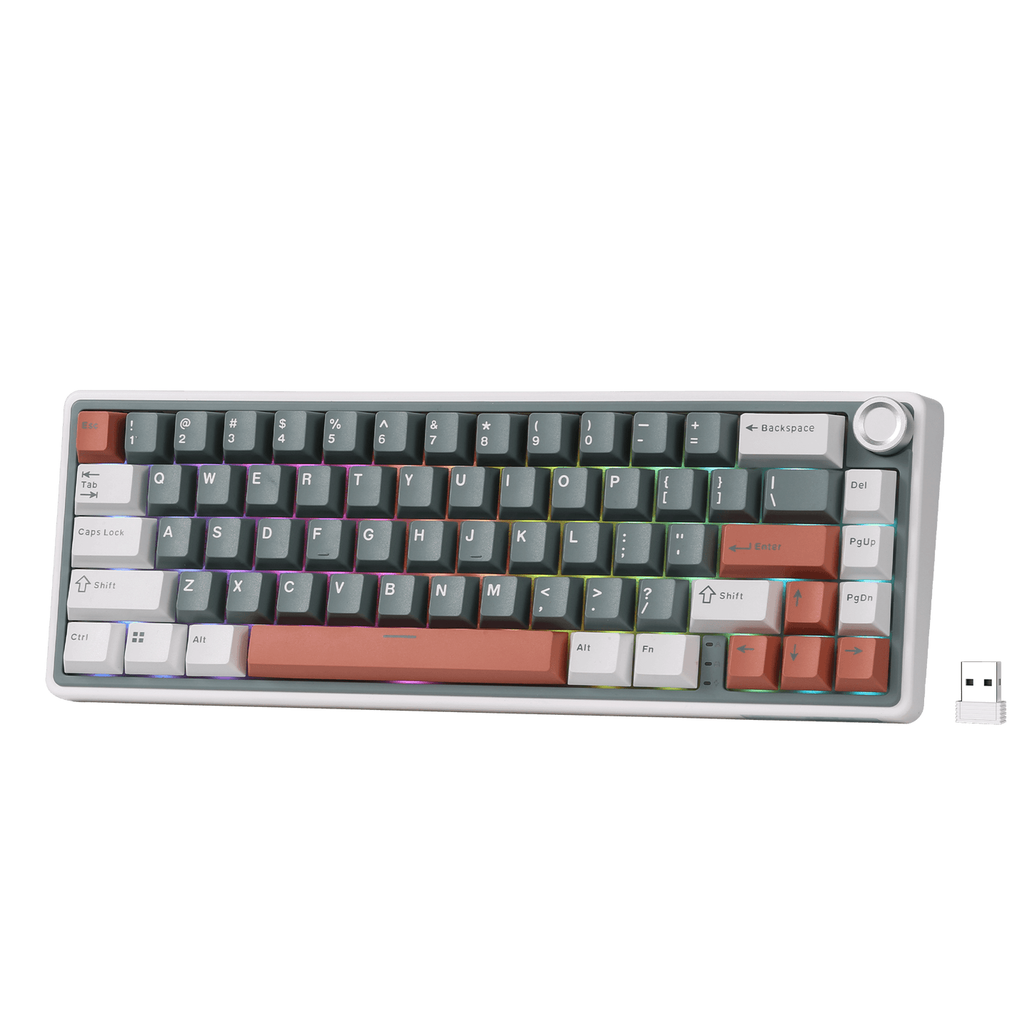 RK ROYAL KLUDGE R65 Wireless Mechanical Keyboard with Volume Knob, Tri-Mode 2.4G/USB-C/BT Gasket Mounted 65% Gaming Keyboard with 66Keys, PBT Keycaps, QMK/VIA, Hot Swappable Cream Switch, GREEN