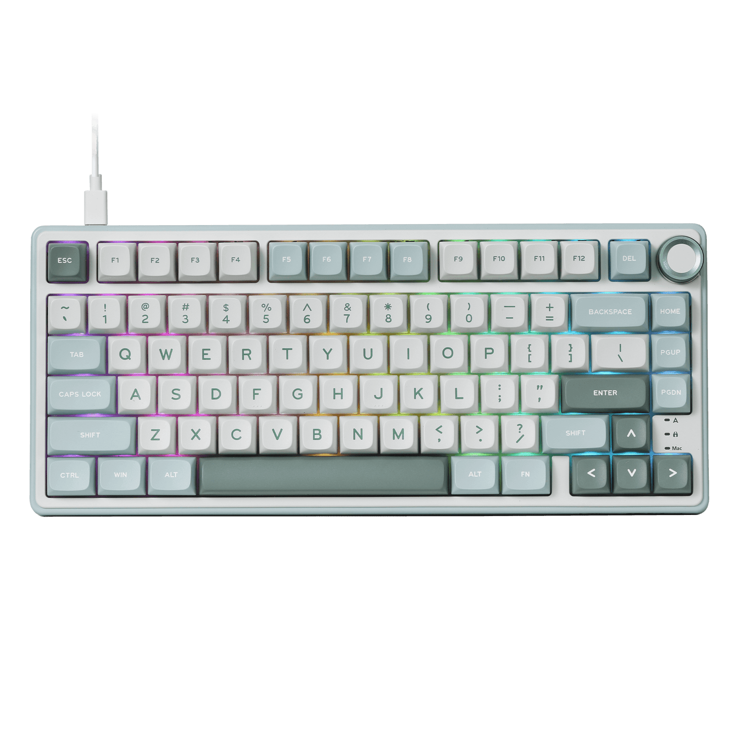 RK ROYAL KLUDGE R75 Mechanical Keyboard Wired with Volume Knob, 75% Custom Gaming Keyboard Gasket Mount RGB Backlit with Software, MDA Profile, PBT Keycaps, Hot Swappable Linear Switch Creamy Sound, green