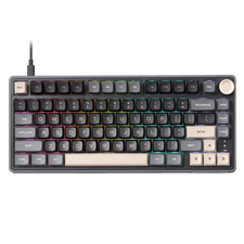 RK ROYAL KLUDGE R75 Mechanical Keyboard Wired with Volume Knob, 75% Custom Gaming Keyboard Gasket Mount RGB Backlit with Software, MDA Profile, PBT Keycaps, Hot Swappable Linear Switch Creamy Sound, black