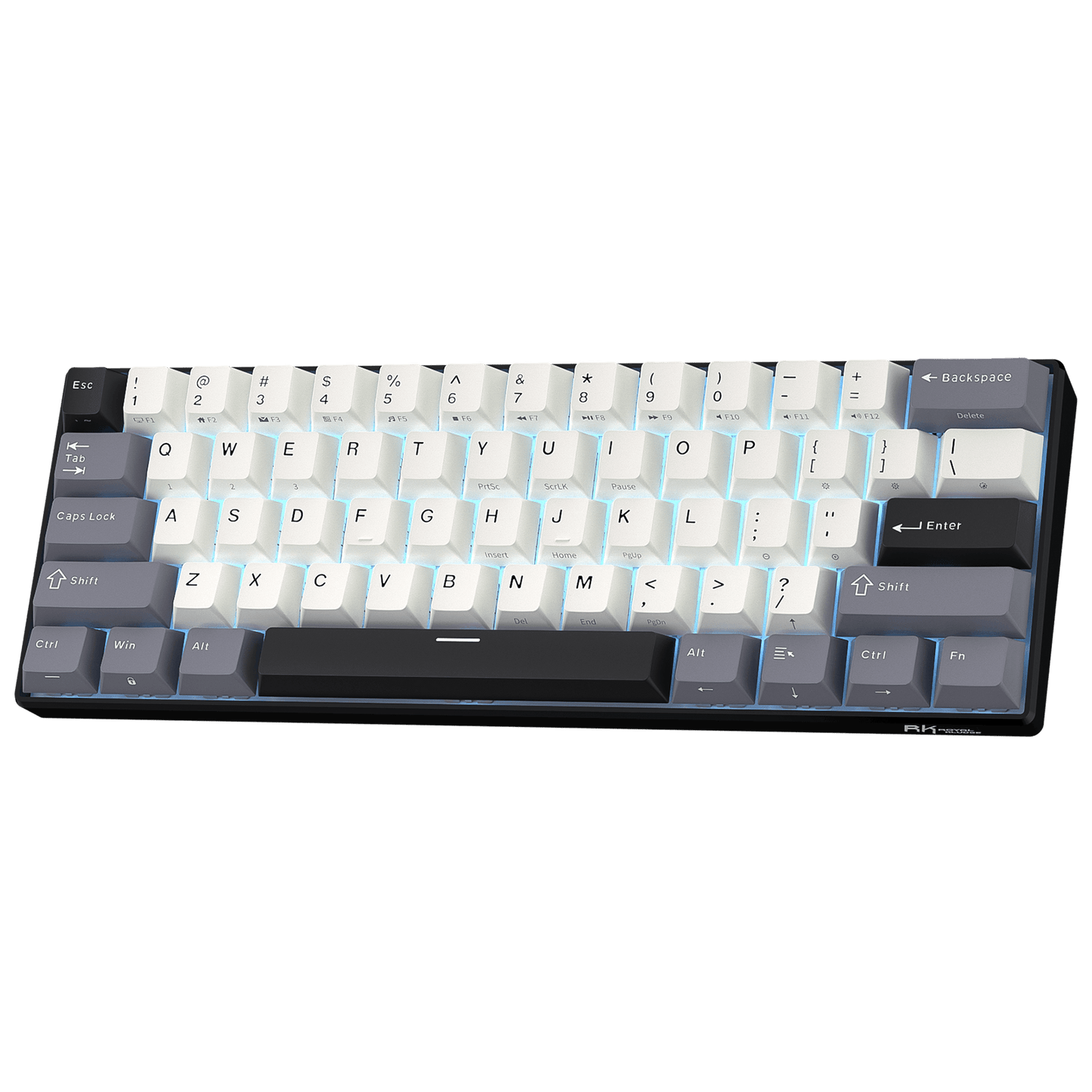 RK61 60% wireless mechanical keyboard with color block design, compact and stylish for gaming setup