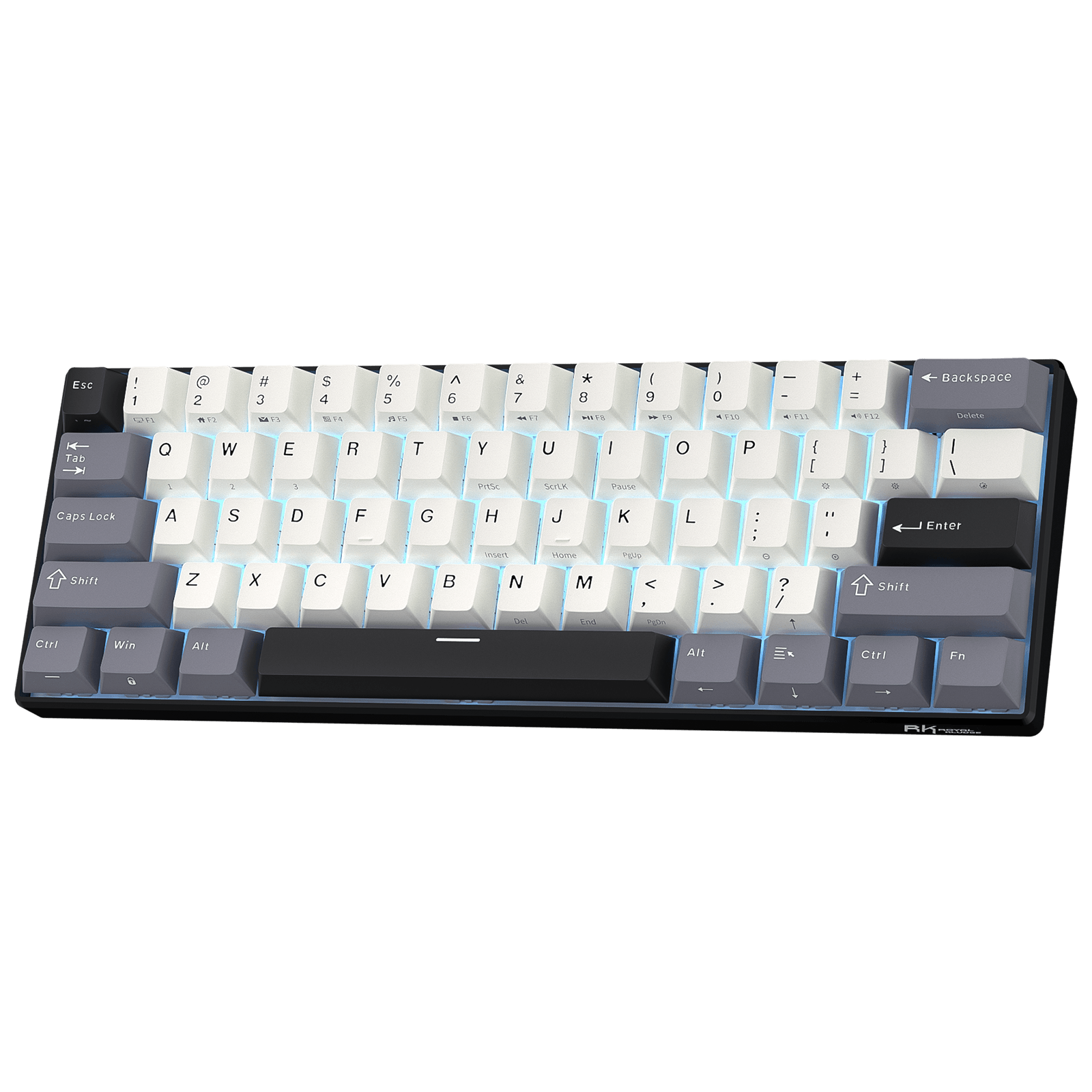 RK61 60% wireless mechanical keyboard with color block design, compact and stylish for gaming setup