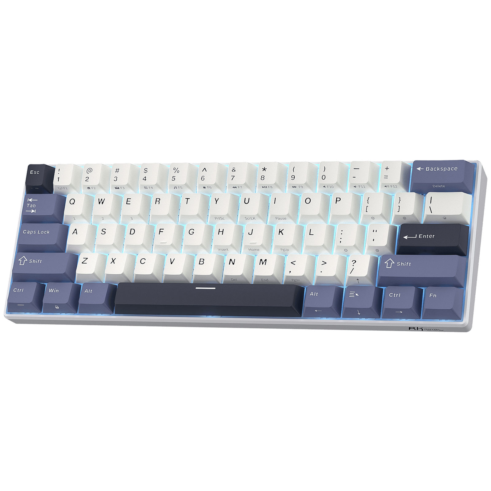 RK61 60% wireless mechanical keyboard with color block design, compact and stylish for gaming setup