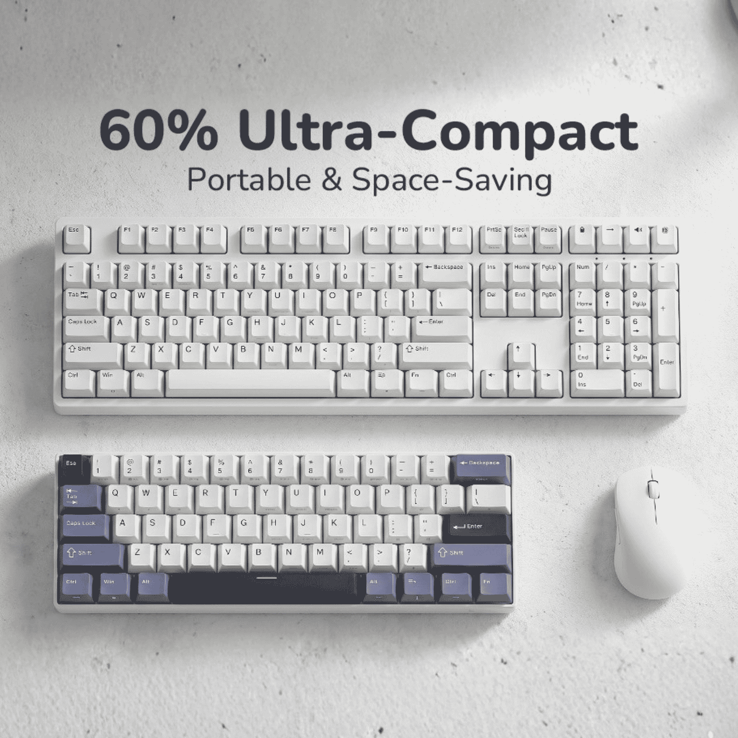 RK61 60% wireless mechanical keyboard compact gaming keyboard with RGB clean desk setup