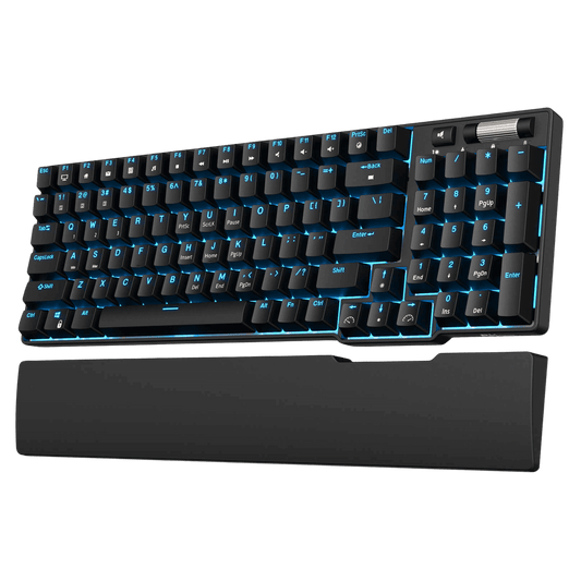 RK96 96% Wireless Mechanical Keyboard in Black and Pink, Featuring Hot-Swappable Switches and Ergonomic Design for Gaming and Office Use