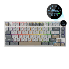 RK N80 Low Profile Mechanical Keyboard featuring display screen, compact design, and RGB backlighting, suitable for efficient work and gaming