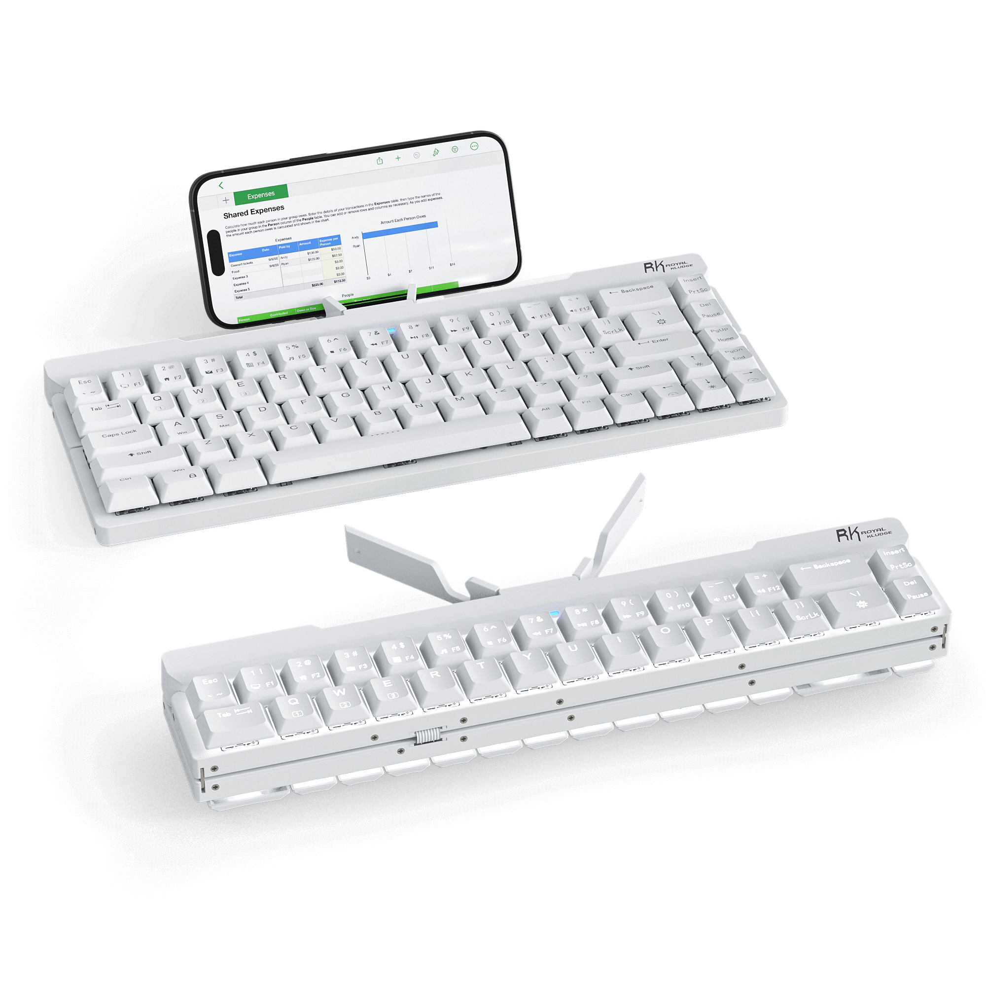 RK ROYAL KLUDGE F68 60% Foldable Low Profile Mechanical Keyboard