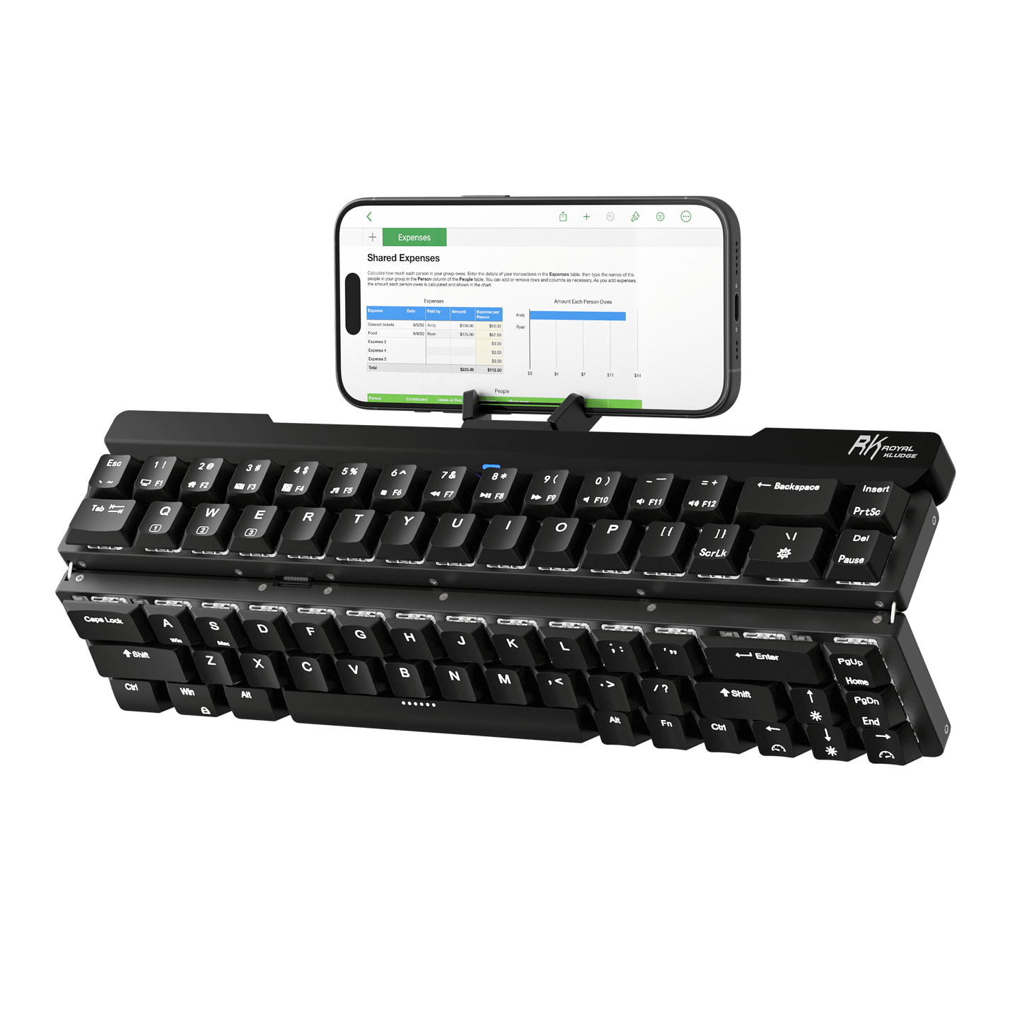 RK ROYAL KLUDGE F68 60% Foldable Low Profile Mechanical Keyboard