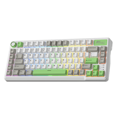RK L75 75% 85 Keys Wireless Mechanical Keyboard with RGB, Gasket Structure, Custom Cream & Beige Switches, Tri-Mode Connectivity, and Mac Compatibility