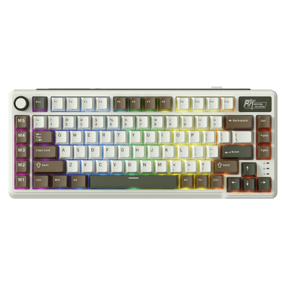 RK L75 75% 85 Keys Wireless Mechanical Keyboard with RGB, Gasket Structure, Custom Cream & Beige Switches, Tri-Mode Connectivity, and Mac Compatibility