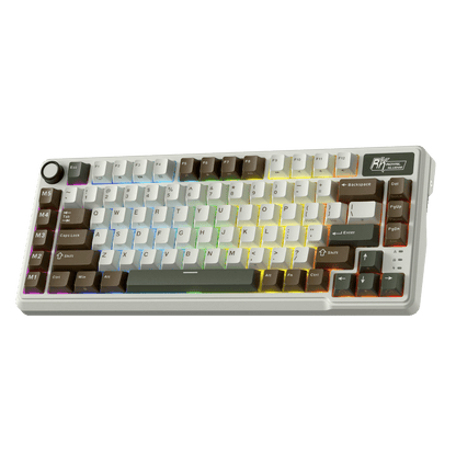 RK L75 75% 85 Keys Wireless Mechanical Keyboard with RGB, Gasket Structure, Custom Cream & Beige Switches, Tri-Mode Connectivity, and Mac Compatibility