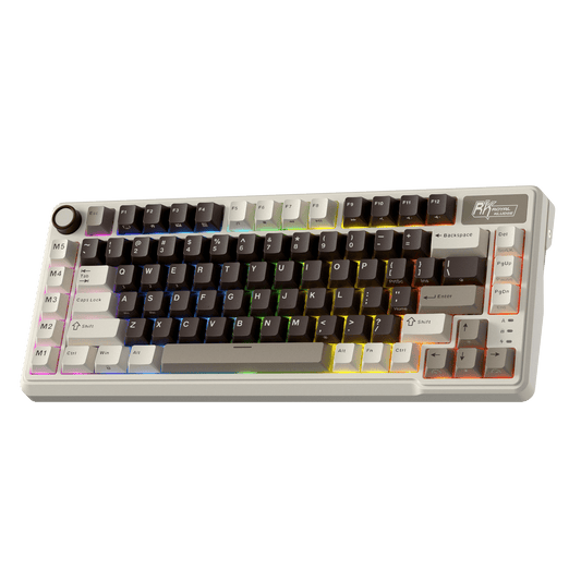 RK L75 75% 85 Keys Wireless Mechanical Keyboard with RGB, Gasket Structure, Custom Cream & Beige Switches, Tri-Mode Connectivity, and Mac Compatibility