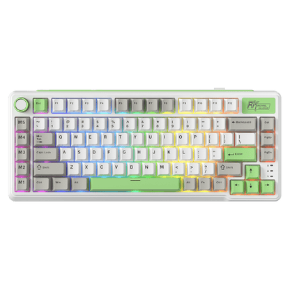 RK L75 75% 85 Keys Wireless Mechanical Keyboard with RGB, Gasket Structure, Custom Cream & Beige Switches, Tri-Mode Connectivity, and Mac Compatibility