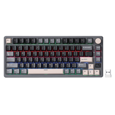 RK ROYAL KLUDGE M75 Wireless Mechanical Keyboard 2.4Ghz/BT5.1/USB-C Gaming Keyboard 75% Layout 81 Keys Gasket Mount with OLED Display & Knob RGB Backlight Hot-Swappable Viridian Switch