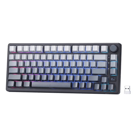 RK ROYAL KLUDGE M75 75% Wireless Mechanical Keyboard, 81 Keys Gasket-Mount, OLED Smart Display, Rotary Knob, Hot-Swappable Pre-Lubed Cloud Switches, Gradient PBT Keycaps, RGB Backlighting, Triple Mode Connectivity for Gaming & Office Use
