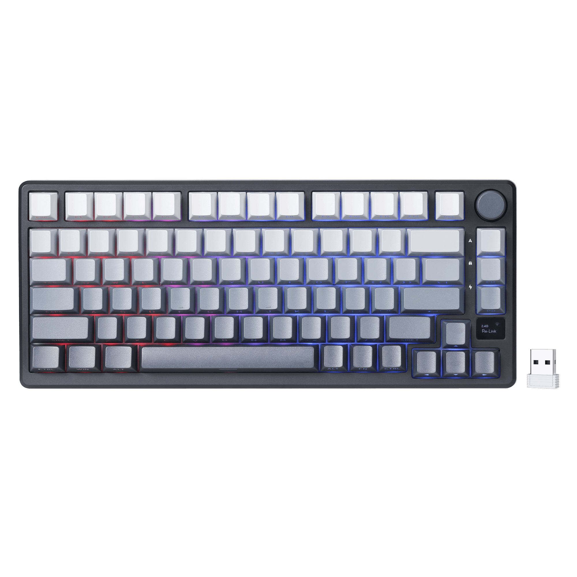 RK ROYAL KLUDGE M75 75% Wireless Mechanical Keyboard, 81 Keys Gasket-Mount, OLED Smart Display, Rotary Knob, Hot-Swappable Pre-Lubed Cloud Switches, Gradient PBT Keycaps, RGB Backlighting, Triple Mode Connectivity for Gaming & Office Use