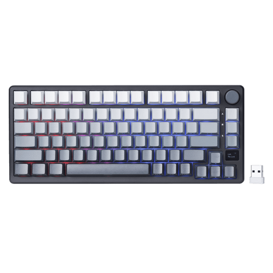 RK ROYAL KLUDGE M75 75% Wireless Mechanical Keyboard, 81 Keys Gasket-Mount, OLED Smart Display, Rotary Knob, Hot-Swappable Pre-Lubed Cloud Switches, Gradient PBT Keycaps, RGB Backlighting, Triple Mode Connectivity for Gaming & Office Use