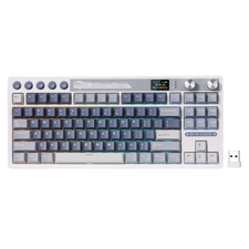 RK ROYAL KLUDGE M87 Wireless Gaming Keyboard with Screen and Dual Knob, 75% Percent 2.4Ghz/Bluetooth/USB-C Gasket Mechanical Keyboard with 7500mAh Battery, RGB Backlit Hot Swappable Cream Switch