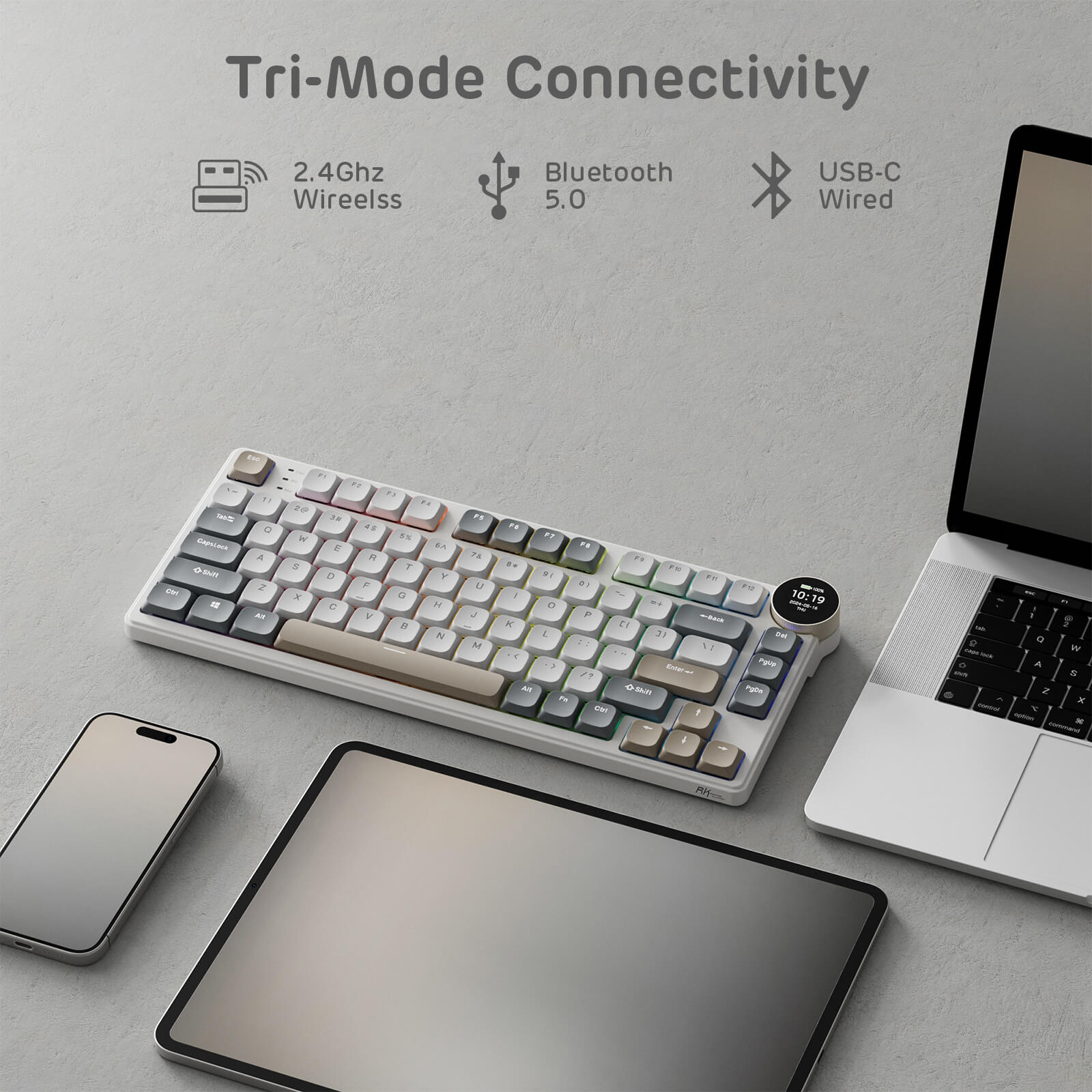 RK ROYAL KLUDGE N80 Low-Profile Mechanical Keyboard with Display