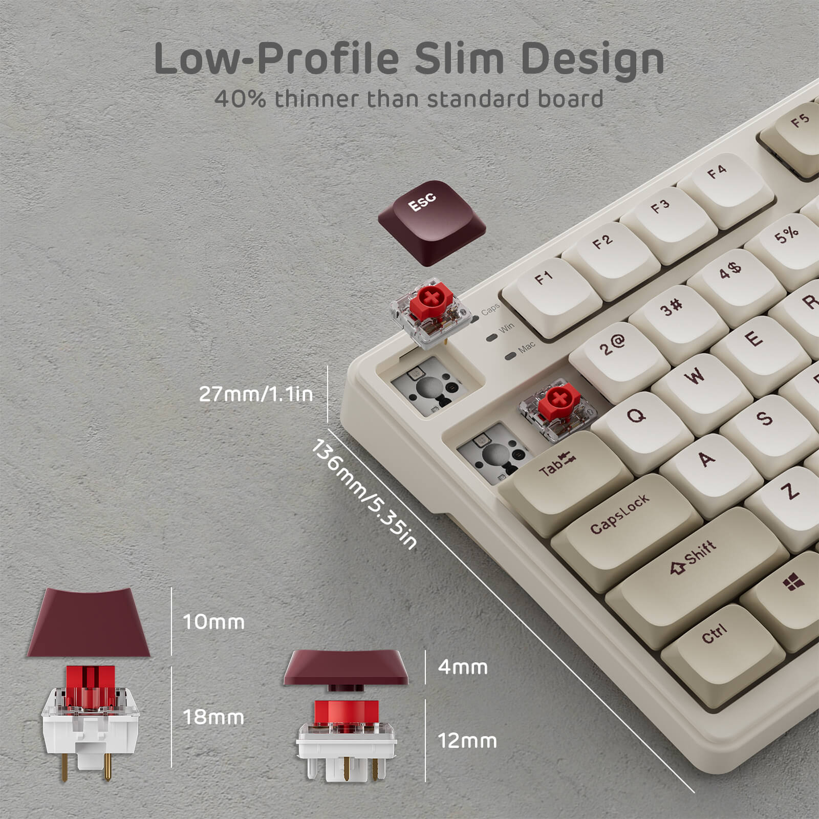 RK ROYAL KLUDGE N80 Low-Profile Mechanical Keyboard with Display