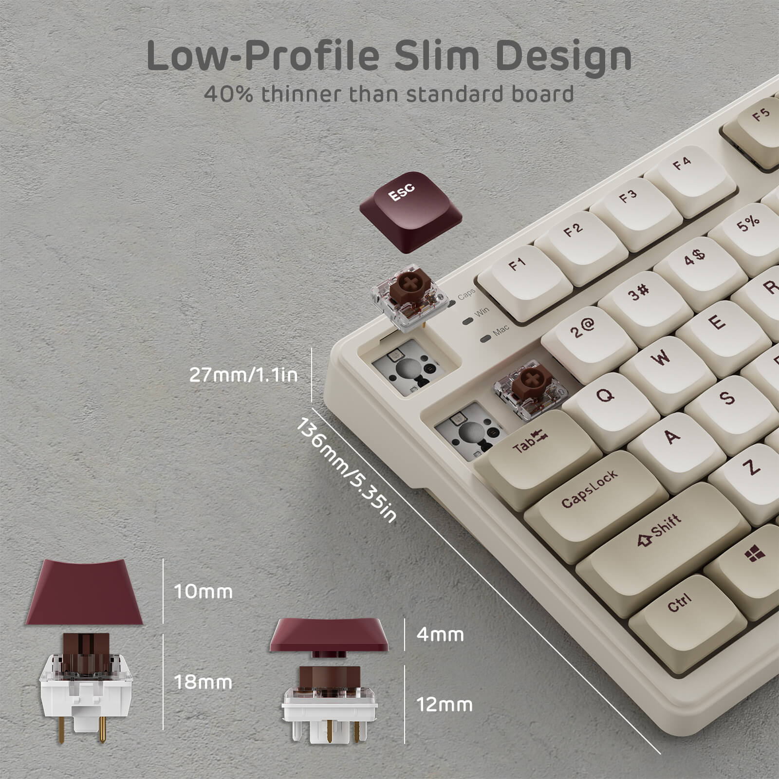 RK ROYAL KLUDGE N80 Low-Profile Mechanical Keyboard with Display