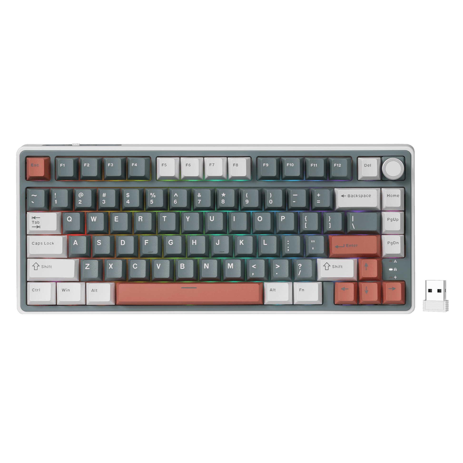 RK ROYAL KLUDGE R75 Wireless Mechanical Keyboard, 75% Percent Custom Gaming Keyboard Gasket Mount RGB Backlit with Knob & PBT Keycaps, BT5.1/2.4GHz/USB-C, QMK/VIA, Hot Swappable Cream Switch, Green