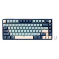 RK ROYAL KLUDGE R75 Wireless Mechanical Keyboard, 75% Percent Custom Gaming Keyboard Gasket Mount RGB Backlit with Knob & PBT Keycaps, BT5.1/2.4GHz/USB-C, QMK/VIA, Hot Swappable Cream Switch, blue