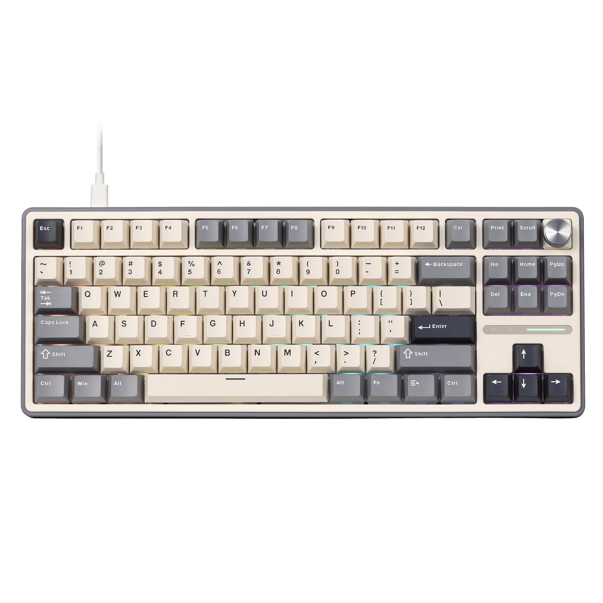 RK ROYAL KLUDGE R87 Pro Wired Mechanical Keyboard with Hot Swappable Knob 75% RGB Backlit Gaming Keyboard 88 Keys TKL Gasket Mounted Custom Keyboard with QMK/VIA and Linear Creamy Switch