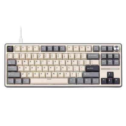 RK ROYAL KLUDGE R87 Pro Wired Mechanical Keyboard with Hot Swappable Knob 75% RGB Backlit Gaming Keyboard 88 Keys TKL Gasket Mounted Custom Keyboard with QMK/VIA and Linear Creamy Switch