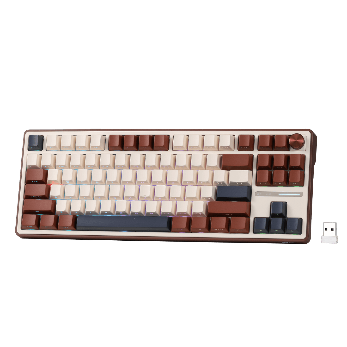 RK ROYAL KLUDGE R87 Pro Mechanical Keyboard with Knob, 75% RGB Wireless Gaming Keyboard w/Bluetooth/2.4G/Wired Connection, Side Printed PBT Keycap, QMK/VIA, Gasket Hot Swappable Linear Matcha Switch
