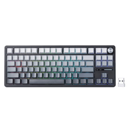 RK ROYAL KLUDGE R87 Pro Mechanical Keyboard with Knob, 75% RGB Wireless Gaming Keyboard w/Bluetooth/2.4G/Wired Connection, Side Printed PBT Keycap, QMK/VIA, Gasket Hot Swappable Linear Matcha Switch