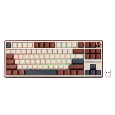 RK ROYAL KLUDGE R87 Pro Mechanical Keyboard with Knob, 75% RGB Wireless Gaming Keyboard w/Bluetooth/2.4G/Wired Connection, Side Printed PBT Keycap, QMK/VIA, Gasket Hot Swappable Linear Matcha Switch