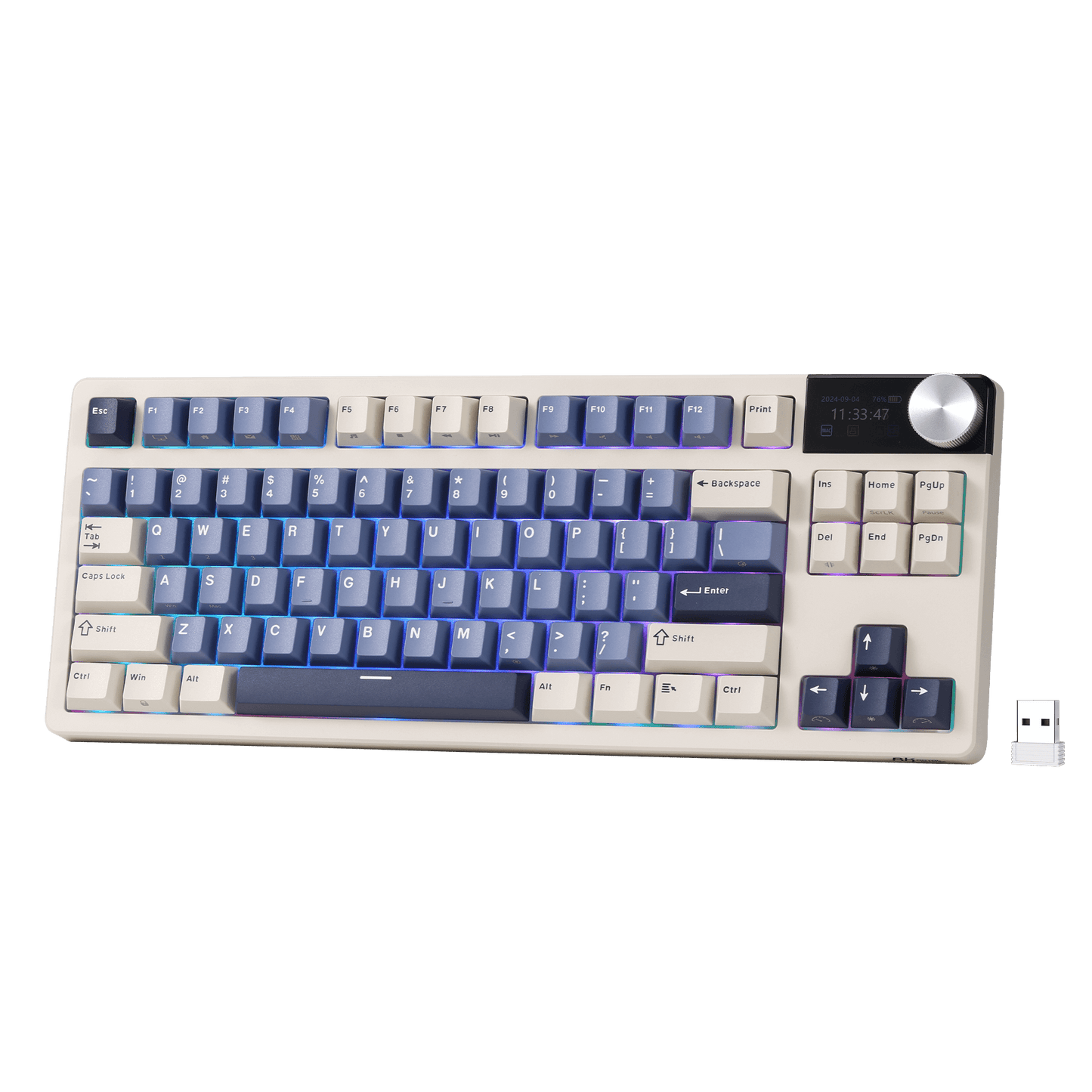 RK ROYAL KLUDGE S85 85-Key TKL Wireless Gaming Keyboard – Gasket-Mounted Design, Hot-Swappable Linear Cloud Switches, Cherry-Profile PBT Keycaps, 7200mAh Battery, OLED Display, Rotary Knob, Triple-Mode Connectivity (2.4GHz, Bluetooth, USB-C)