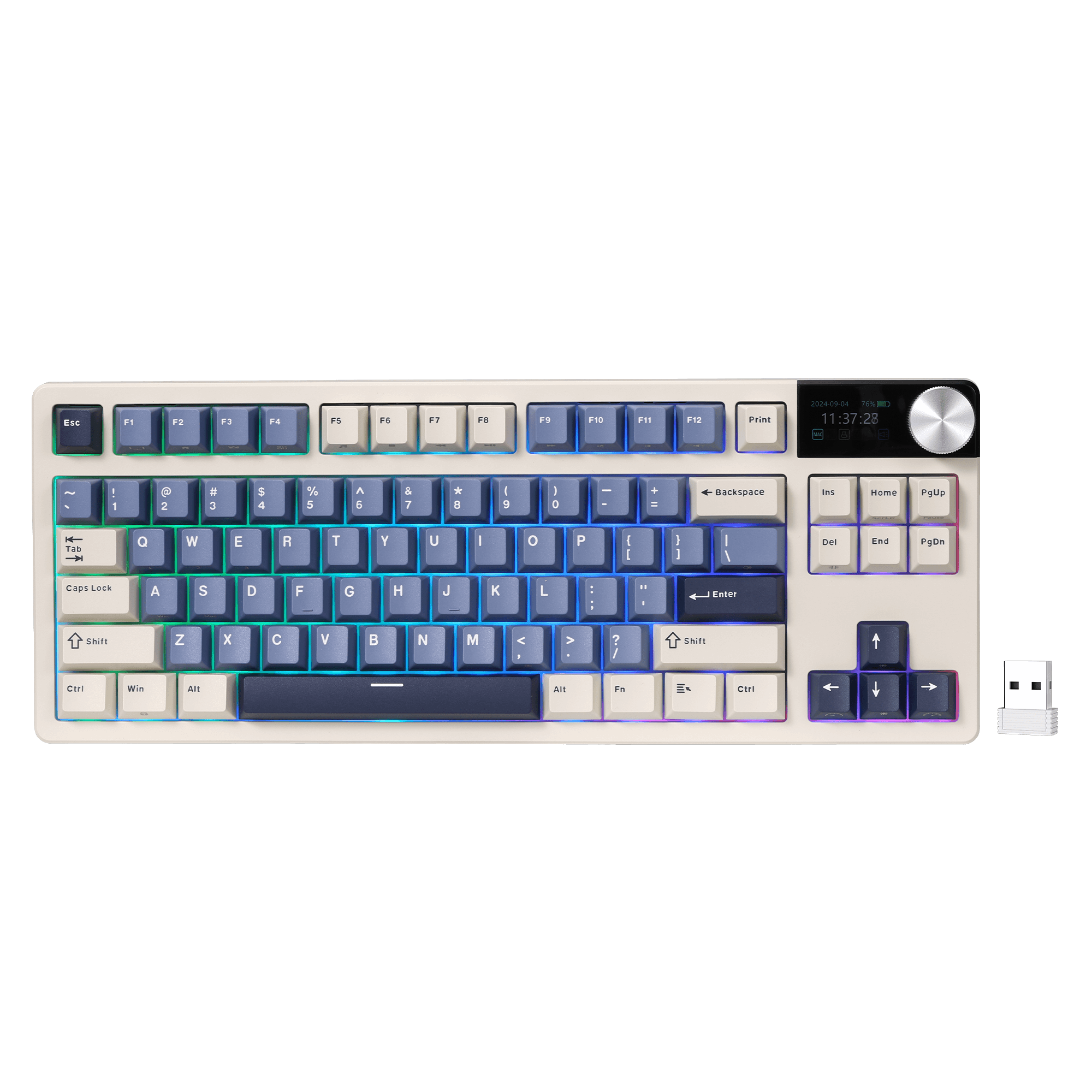 RK ROYAL KLUDGE S85 85-Key TKL Wireless Gaming Keyboard – Gasket-Mounted Design, Hot-Swappable Linear Cloud Switches, Cherry-Profile PBT Keycaps, 7200mAh Battery, OLED Display, Rotary Knob, Triple-Mode Connectivity (2.4GHz, Bluetooth, USB-C)