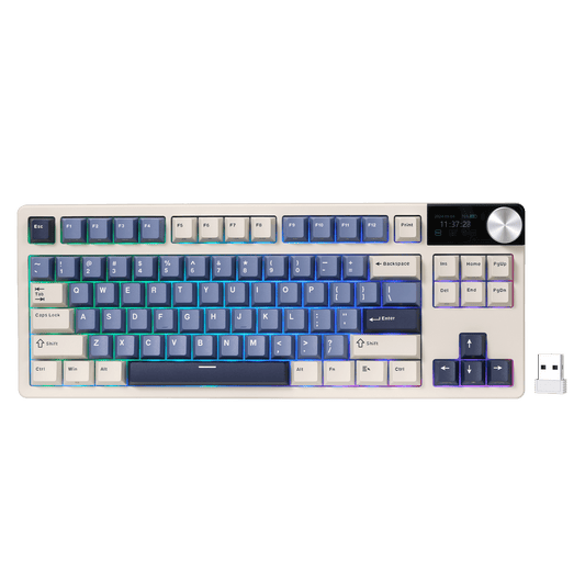 RK ROYAL KLUDGE S85 85-Key TKL Wireless Gaming Keyboard – Gasket-Mounted Design, Hot-Swappable Linear Cloud Switches, Cherry-Profile PBT Keycaps, 7200mAh Battery, OLED Display, Rotary Knob, Triple-Mode Connectivity (2.4GHz, Bluetooth, USB-C)