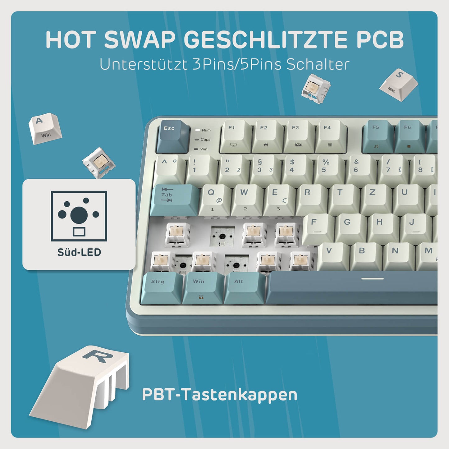 RK ROYAL KLUDGE S98-DE 96% QWERTZ Kabellose Hot-Swappable Tastatur